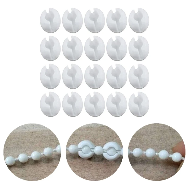 Set of 20Pcs Plastic Beaded Chain Stoppers for Venetian Blinds and Roller Shade Curtain Decors Blind Beads Limit Buckles