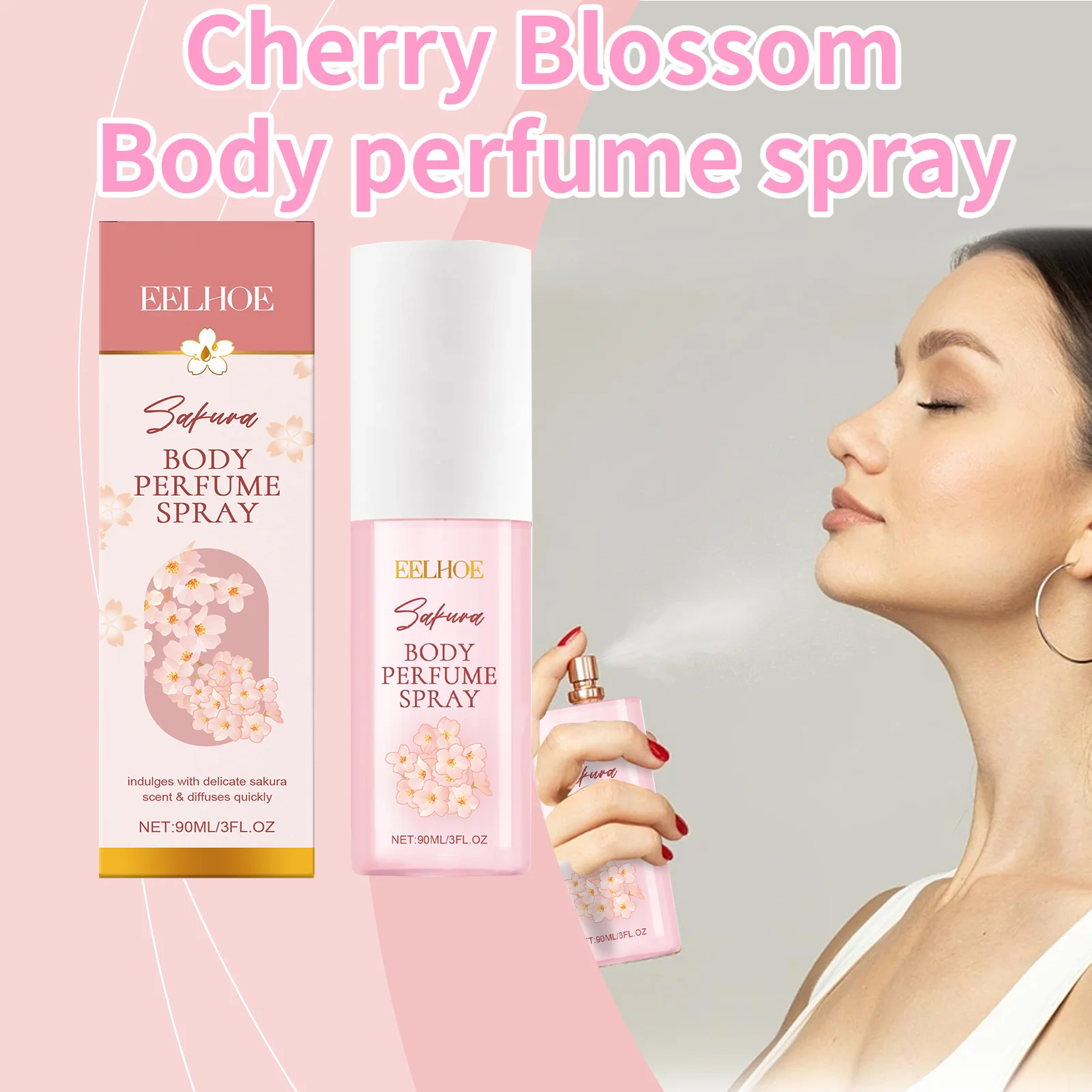 EELHOE-Spray de Perfume corporal con flor de cerezo para mujer, fragancia dulce, fresca, suave, elegante, Natural, alta hidratación