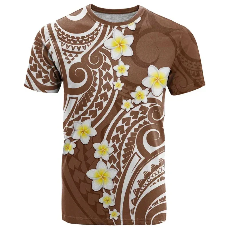 Polynesian Tiki Men's T-shirt 7-color Hibiscus, 3D Printed Shirt, Round Neck, Short Sleeved, Casual, Plus Size Streetwear