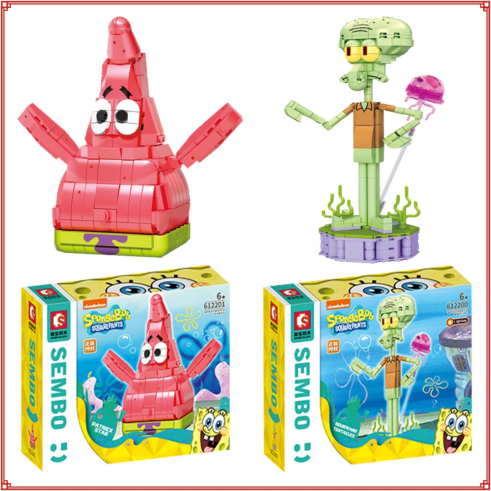 

SpongeBob SquarePants Building Blocks Patrick Star Squidward Tentacles Classic Creativity Puzzle Assembly Toy Ornament Kid Gift