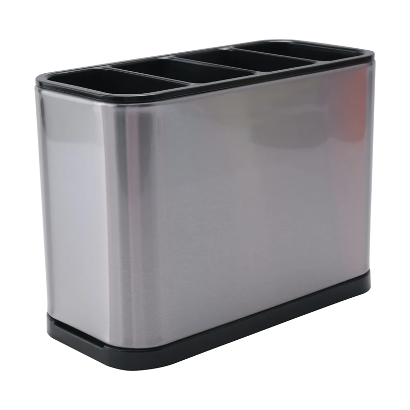 

ABVG-Kitchen Utensil Holder, Stainless Steel Kitchen Organizer Caddy With Removable Divider And Sturdy Drip Tray Base