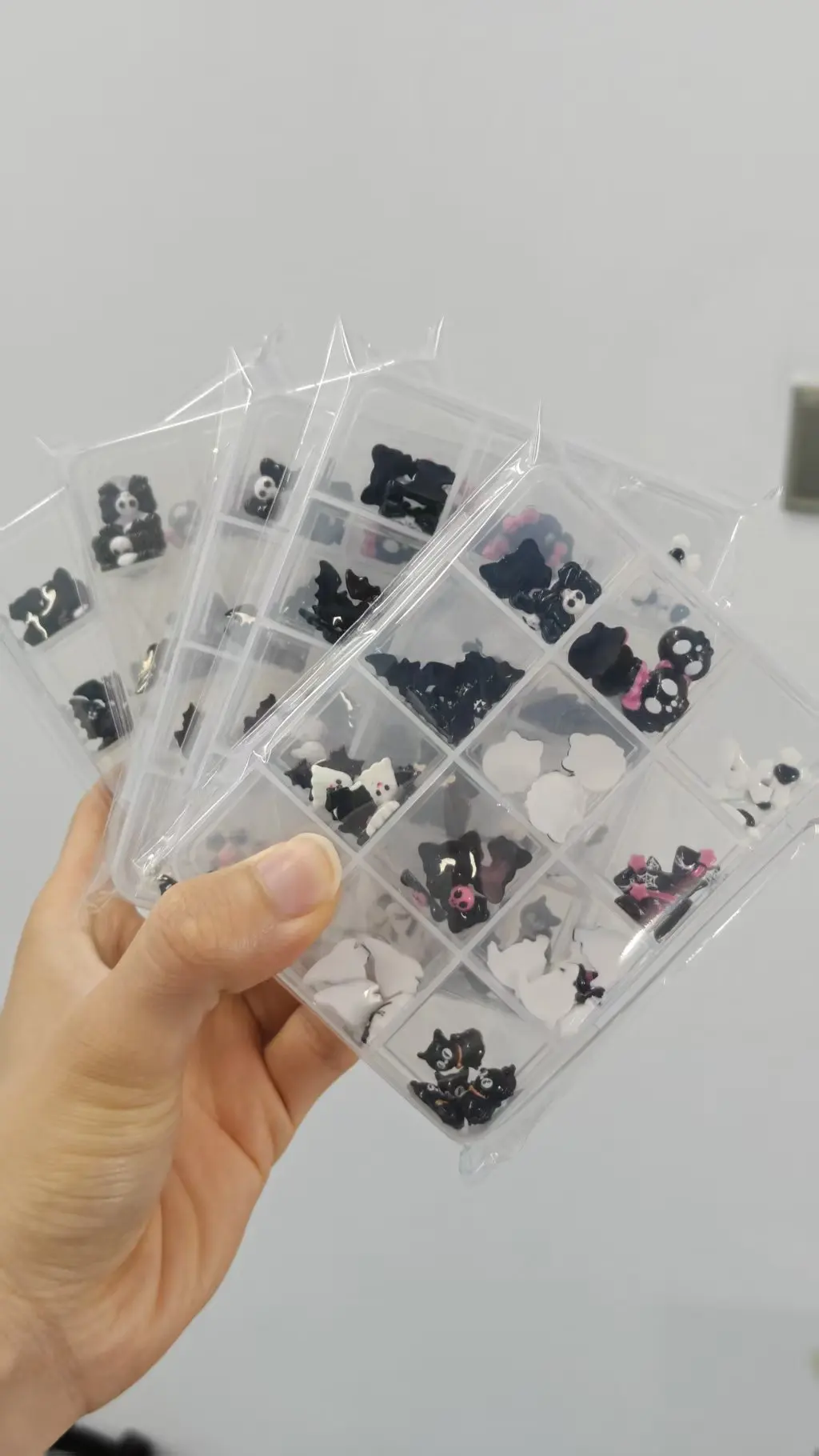 12Grids 3D Kuromi Ghost Bat Skull Resin Nail Charms Gothic Halloween Mixed Nail Decorations Cartoon Flatback Nail Gems DIY Manic