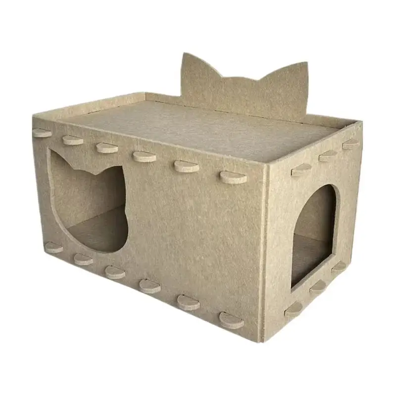 

Cat Nesting Box Kitten Felt Hideaway Cave Double Layer Puzzle Assembly Cat Nesting Scratcher House For Camping Home Apartment