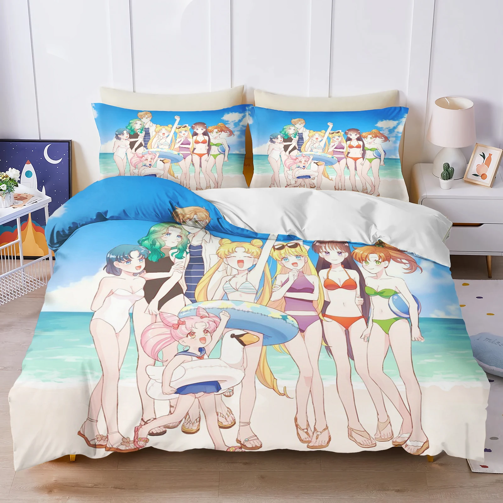 Sailor Moon Anime Home Duvet Cover Cute Cartoon Printed Pillowcase Set Adult Children Comforter Bedding Fashion