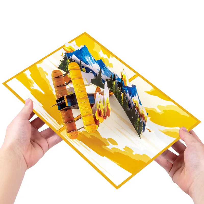 

3D Pop-Up Greeting Card with Airplane Model Handmade Card for Birthday and Father's Day Gifts