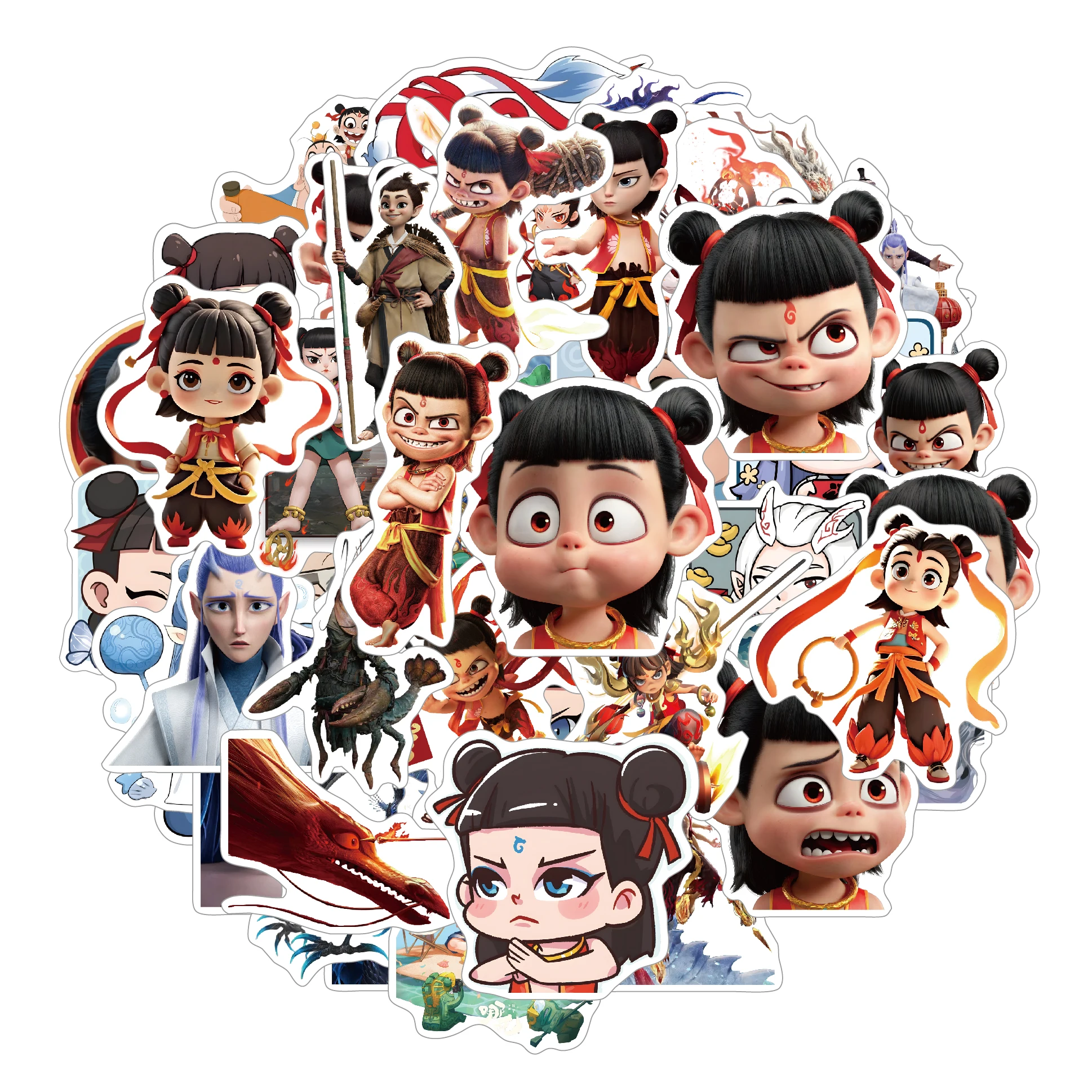 10/50PCS Ne Zha 2 Movie Cartoon Graffiti Sticker Funny Ne Zha Decal For Laptop Phone Cup Skateboard Waterproof Sticker Kid Toys