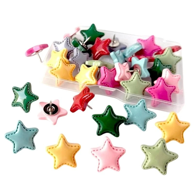Cute Decorative Star Push Pins 50 Pcs In Mixed Colors, For Bulletin Board Thumb Tacks With Storage Box Included Best-Selling