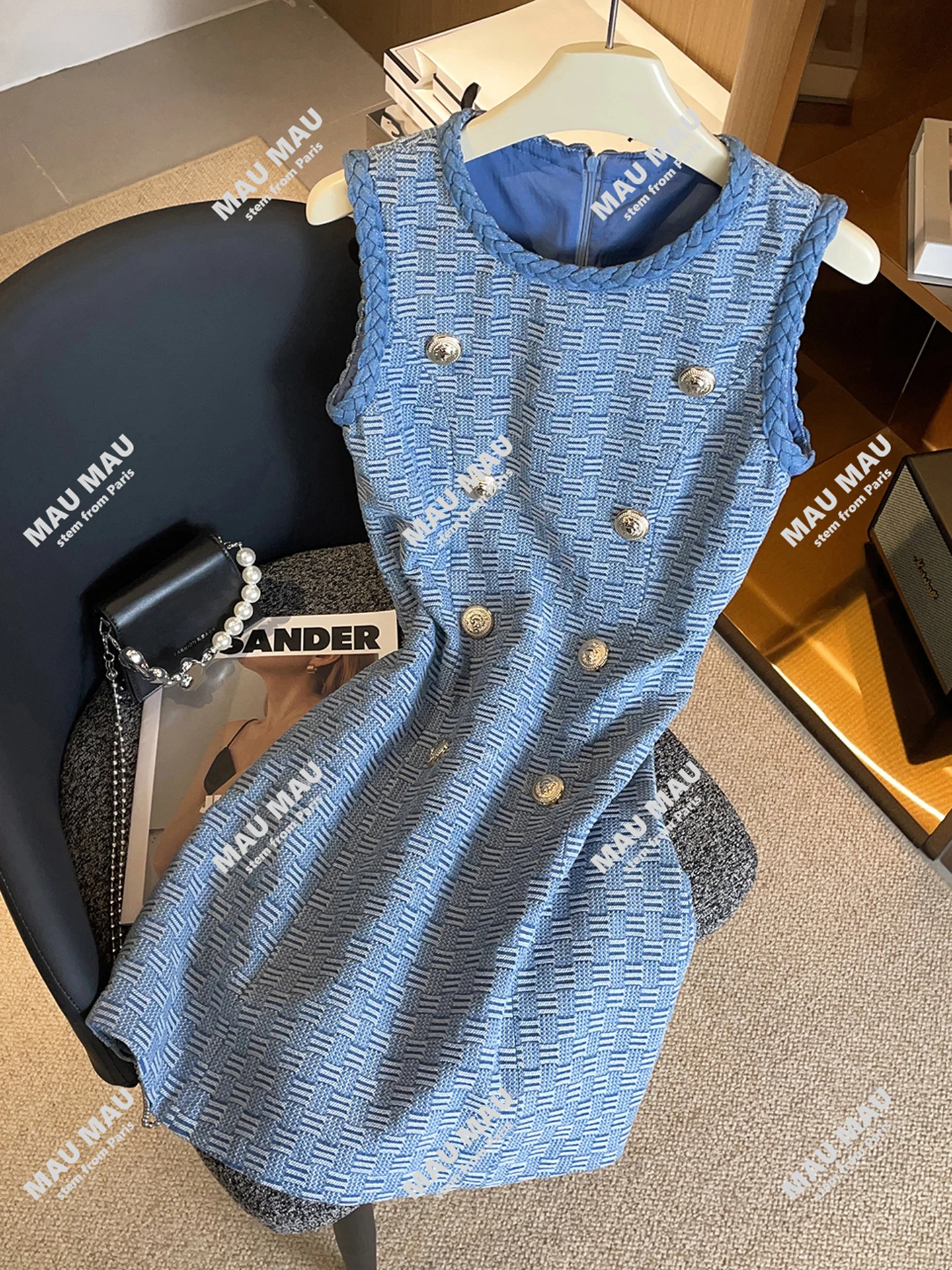 High-End-Herbst-Plaid-Svel-Weste für Damen Dr. Ele Commute Sle, hohe Taille, A-Linie, Silhouette, Ba-Reißverschluss