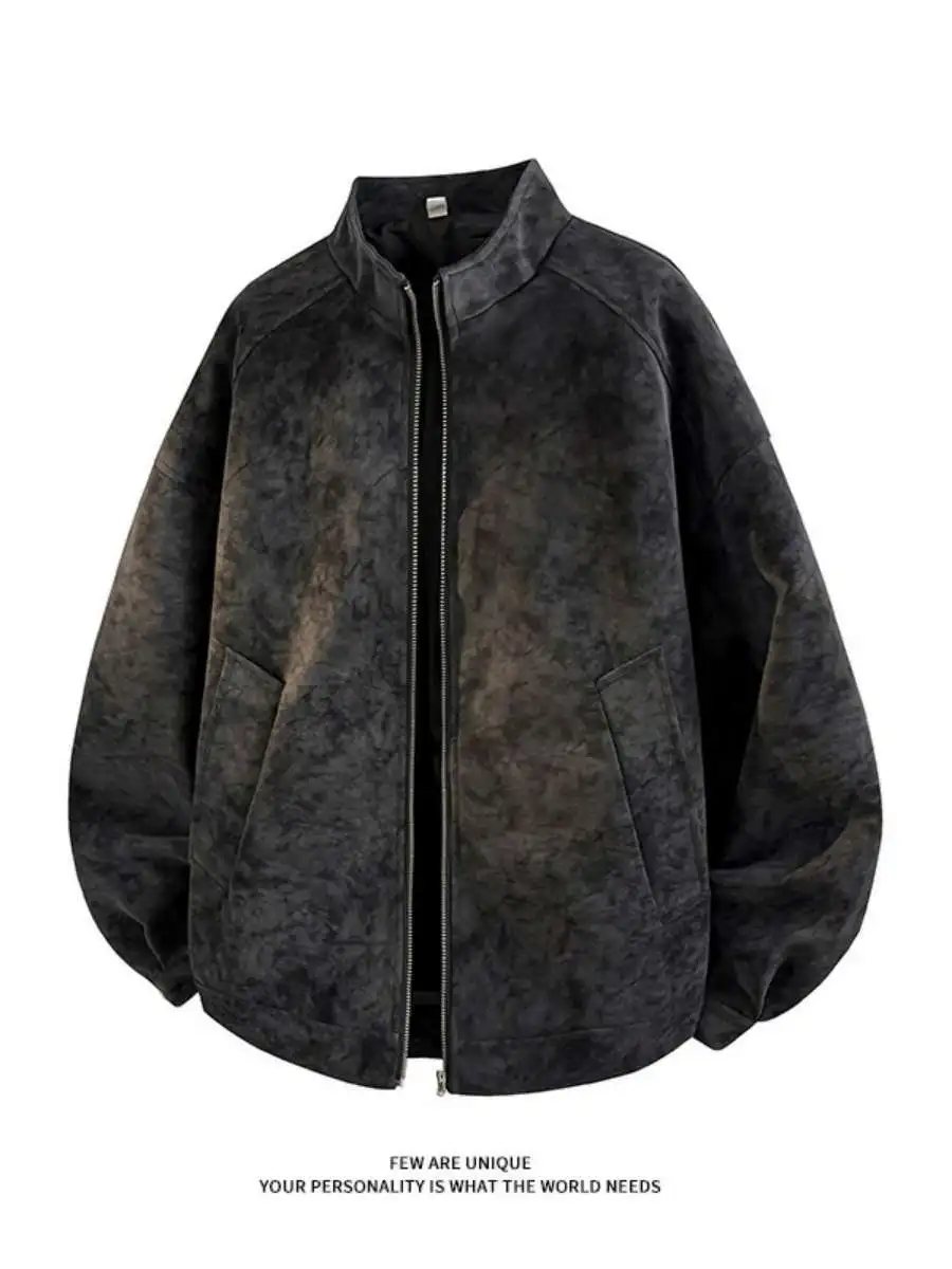 

Waed PU Leather Men's Casual Jaet American Sle Motorcycle Jaet Fall Faion New Arrival Loose Fit Regular Length