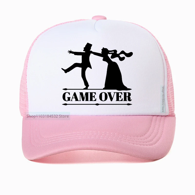 Game Over Bride Groom Bachelor Party baseball cap Casual Funny Men hat summer Breathable Mesh Trucker hats Dad hat Casquette