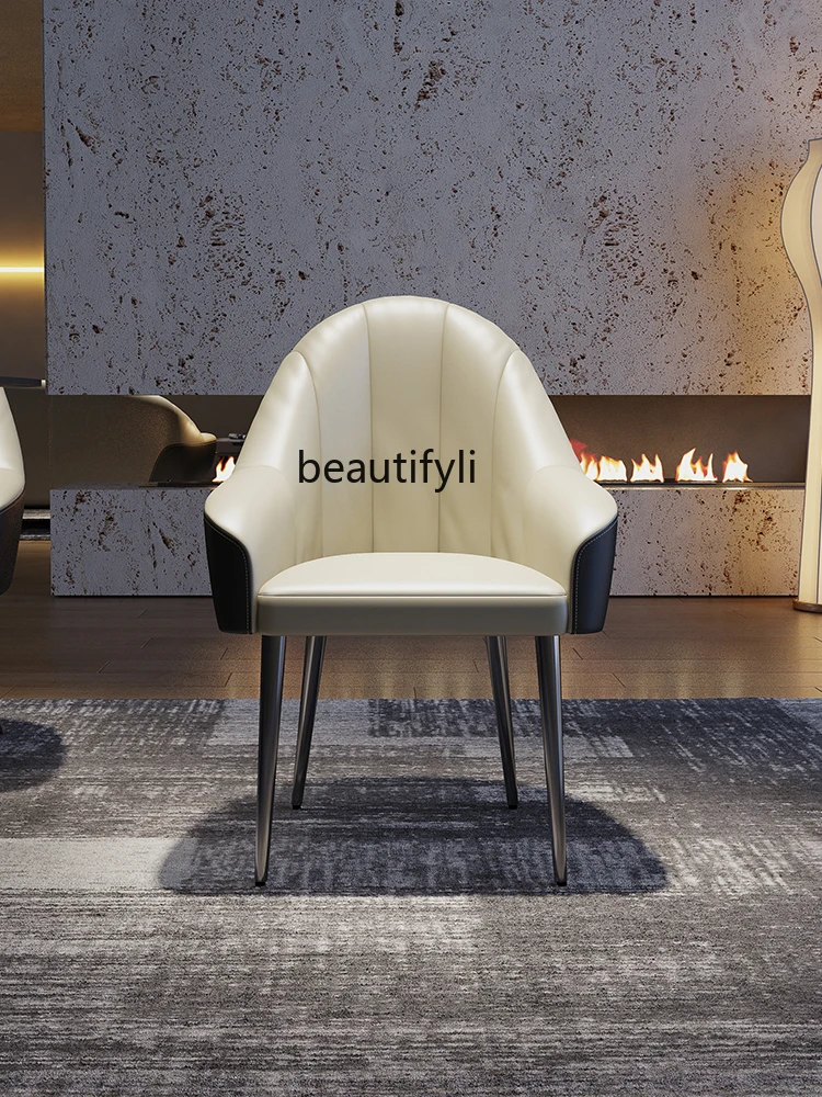 

Italian Microfiber Leather Dining Chair Home Study Couch Modern Minimalist Leisure Chair
