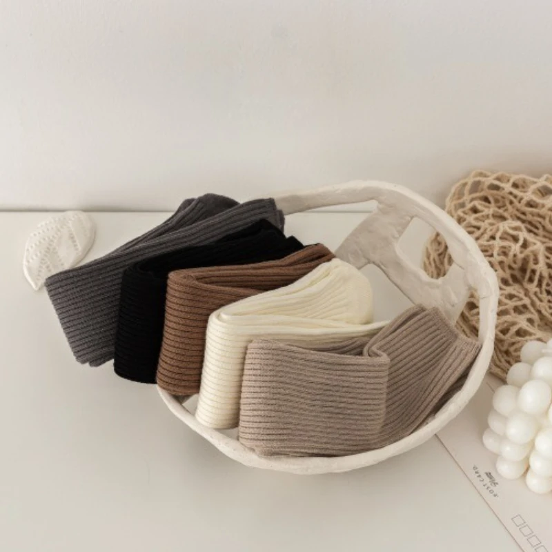 

1 Pair Casual School Sock Combed Cotton Socks for Kids Girls Simplicity Solid Color Crew No Heel Calf Sock for Children