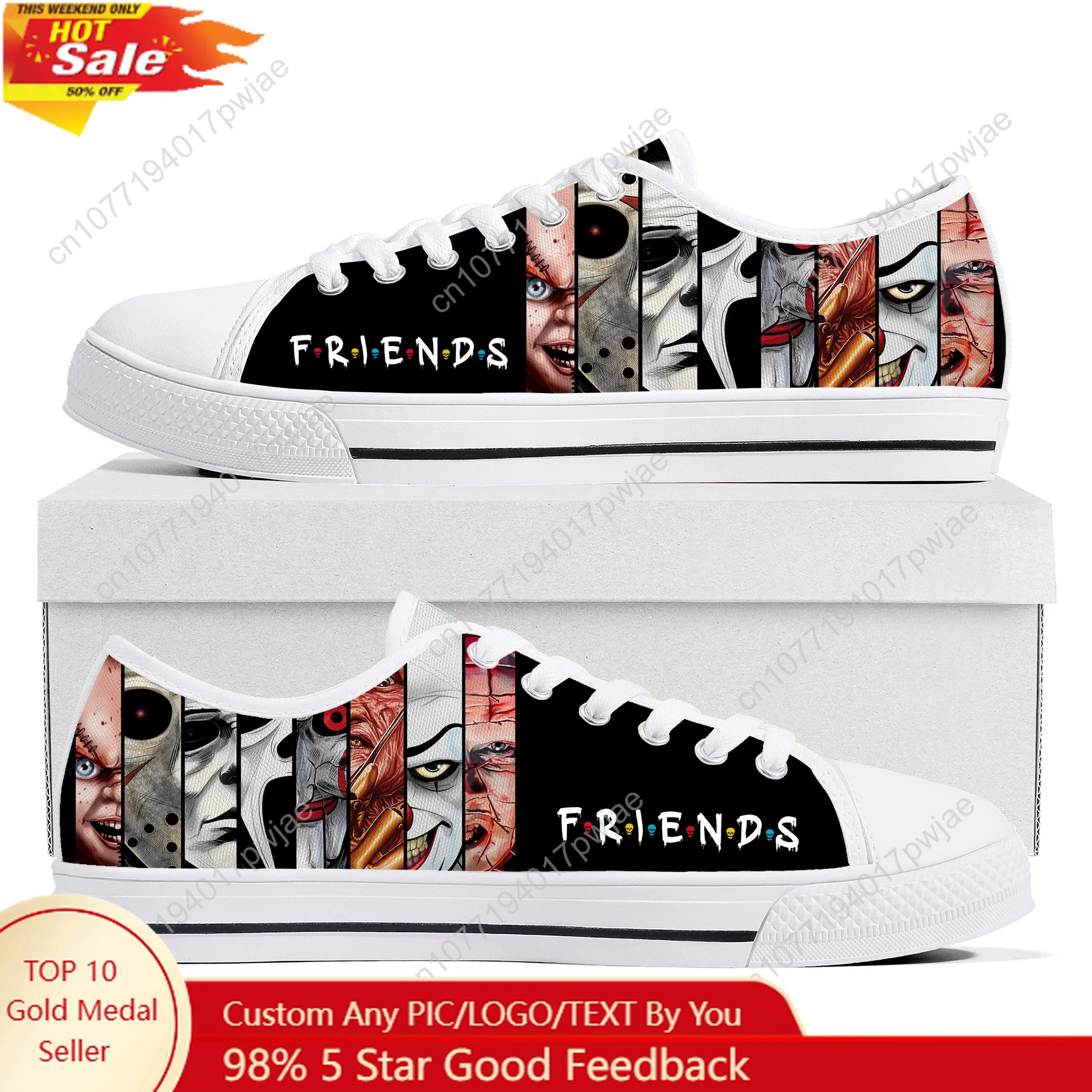 

Friends Best Stephen King Horror Characters Low Top Sneakers Halloween Mens Womens Teenager Canvas Sneaker Hiking Casual Shoes