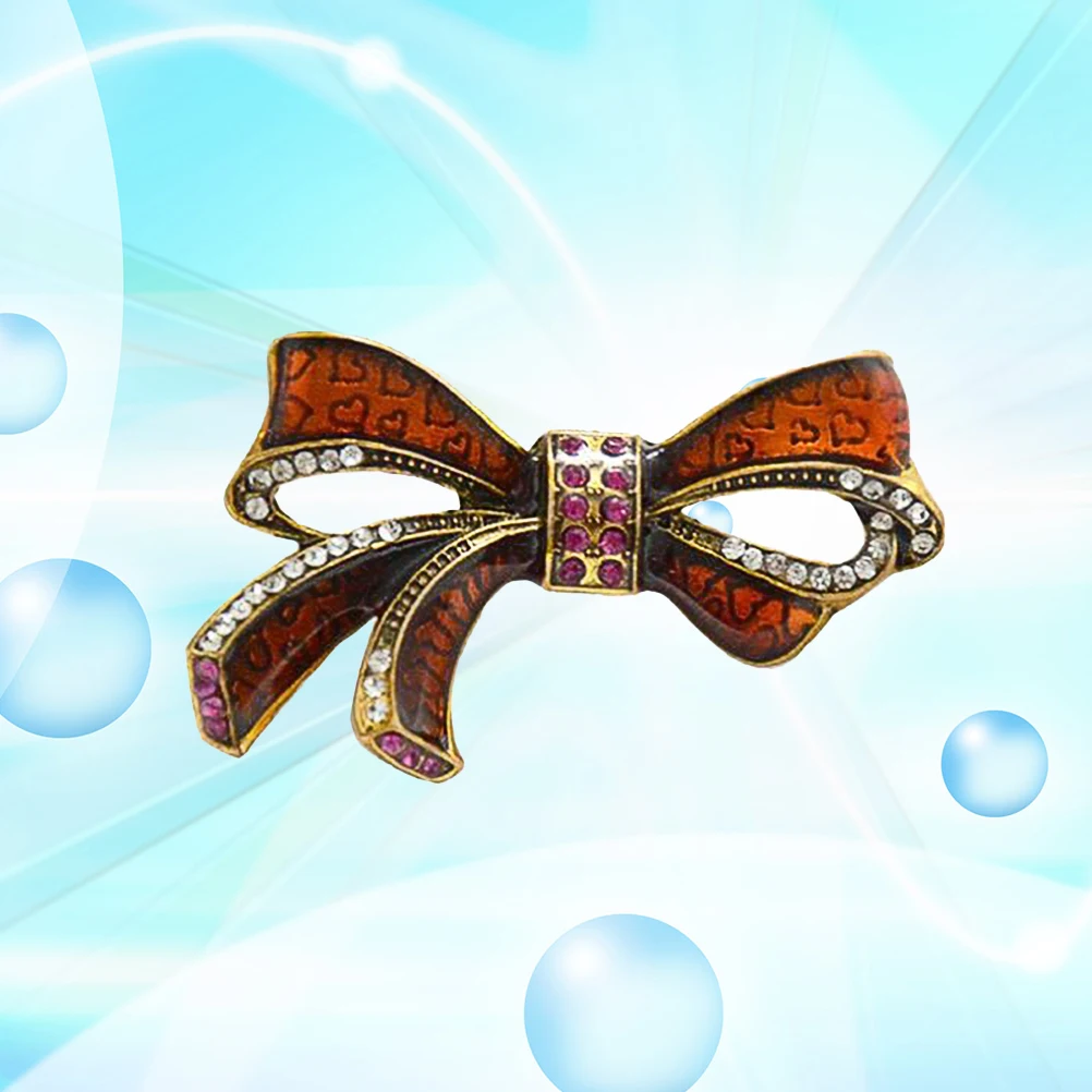 

Rhinestone Bow Brooch for Women Vintage Boutonniere Pins Wild Bowknot Brooches Miss