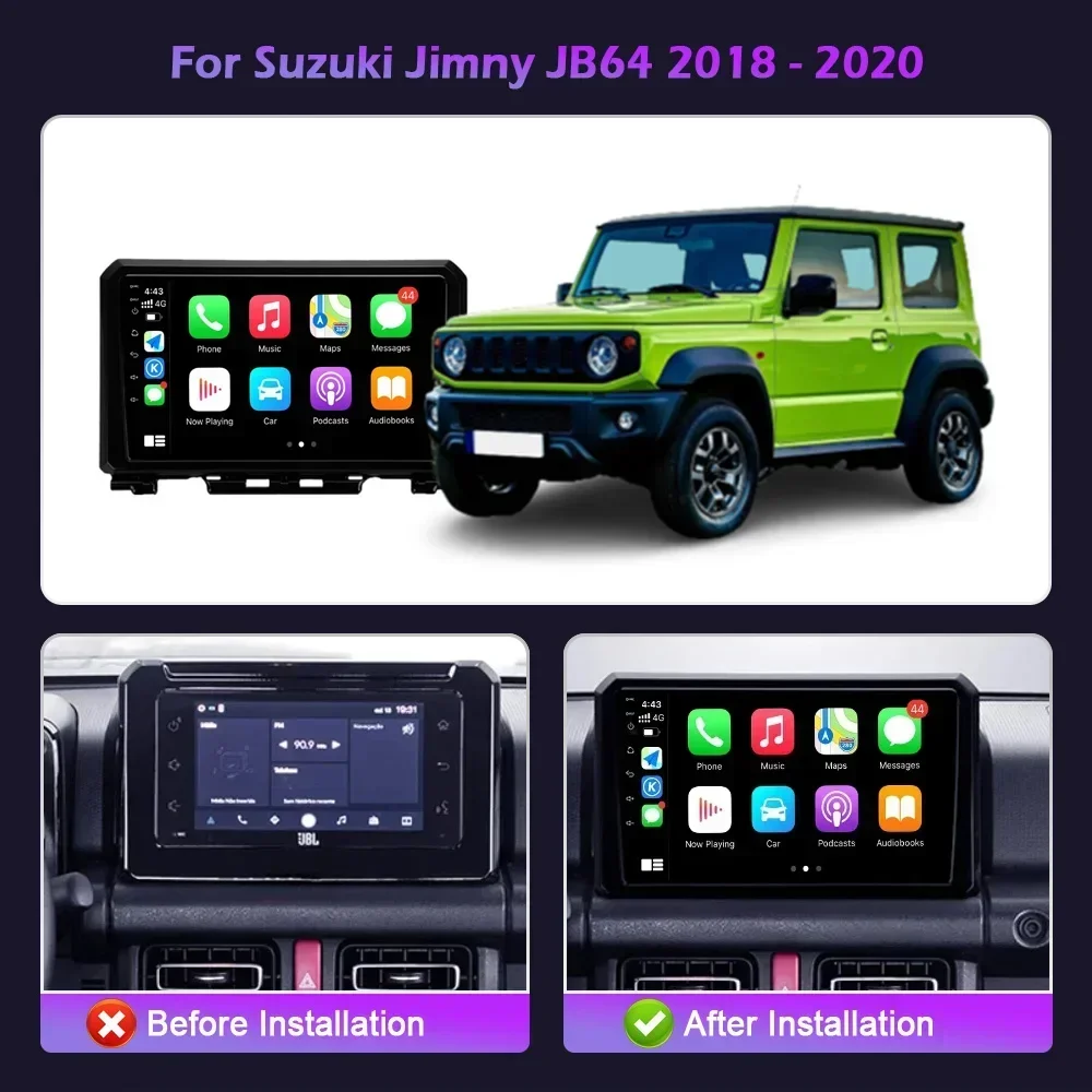 Android 14 For Suzuki Jimny JB64 2018-2020 Car Radio Multimedia 4G GPS Navigation Wireless Carplay Bluetooth Stereo Touch Screen