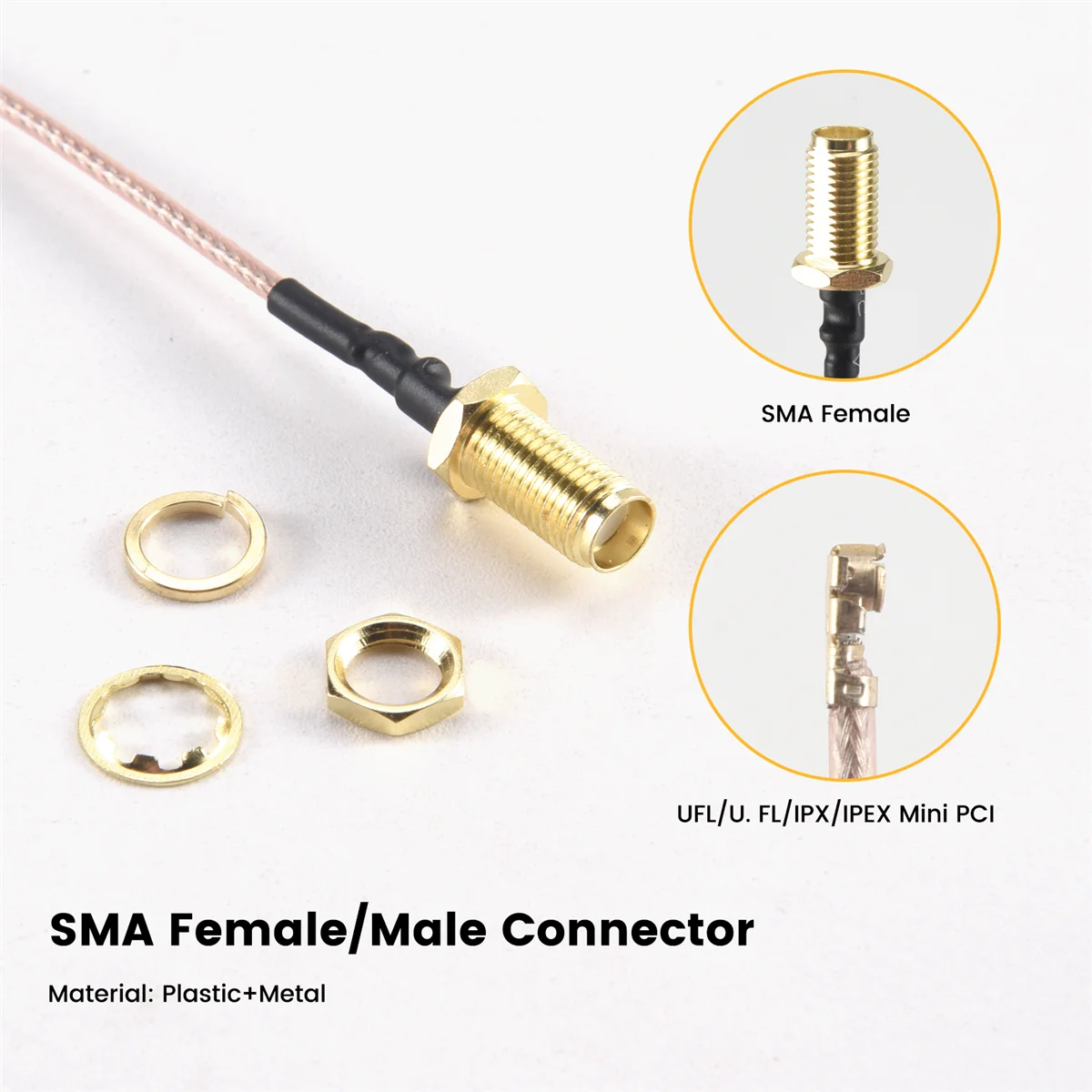 5 Pcs SMA Connector Cable Female to UFL/U.FL/IPX/IPEX RF or NO Connector Coax Adapter Assembly RG178 Pigtail Cable