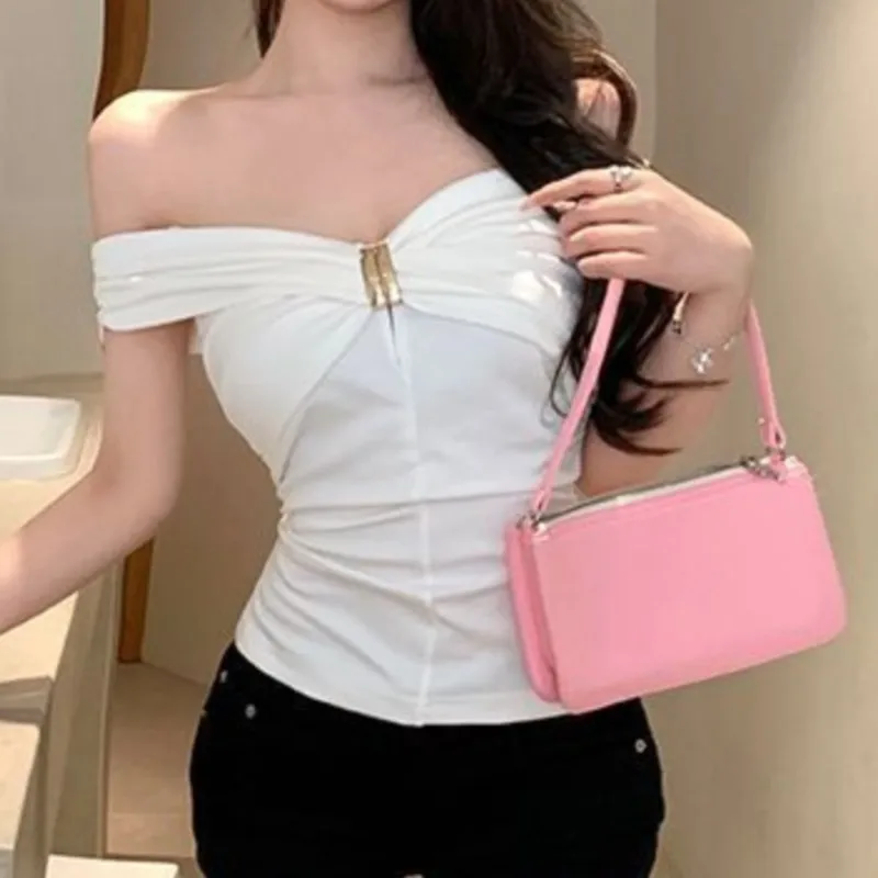 One-shoulder Top For Women's Slimming And Form-fitting Look Exuding Sexy And Sensual Charm Pure Off-the-shoulder T-shirt