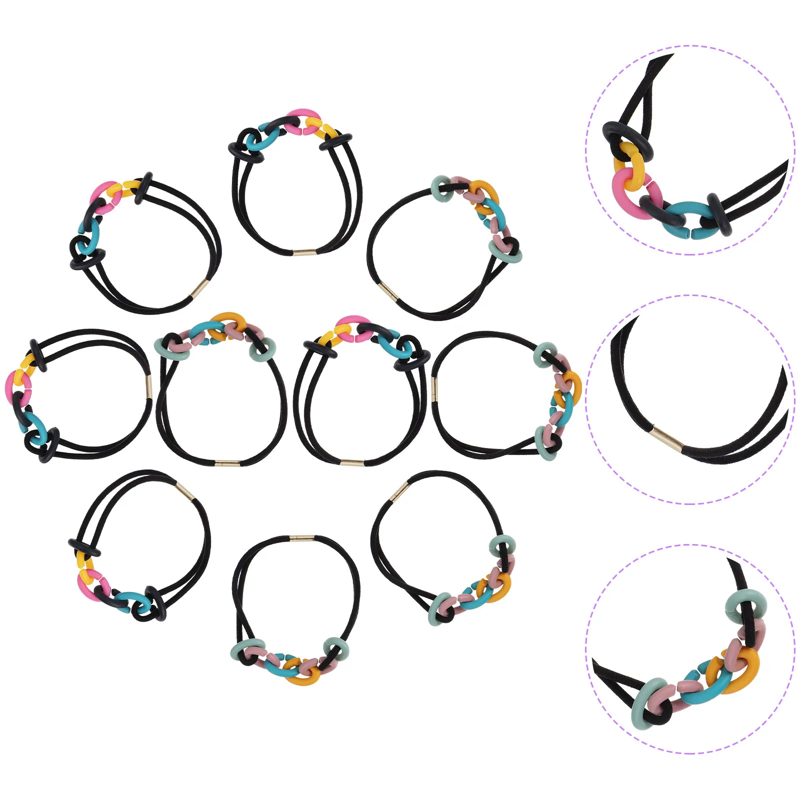 

10Pcs Colorful Hair Rings Elastic Hair Ties for Women Waterproof Flexible Long-Lasting Hairbands Suitable for Swimming Bathing