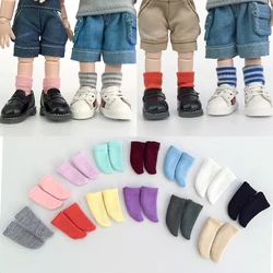 2 paires de chaussettes courtes à rayures, de couleur unie, accessoires de poupée pour poupées, Molly,Ob11, gc, 1/8 1/12bjd