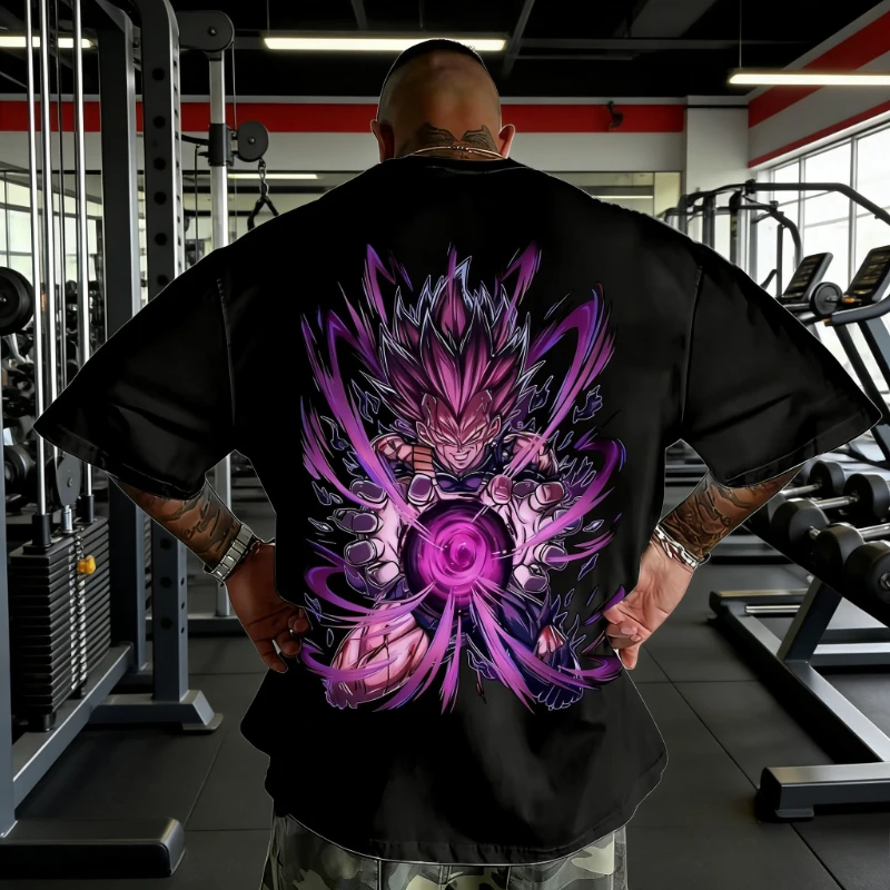 

Горячая распродажа: Футболка Dragon Ball Super Saiyan Purple Energy для мужчин, оверсайз, с аниме-графикой, для спортзала, фитнеса, уличной моды, повседневная, хлопковая.