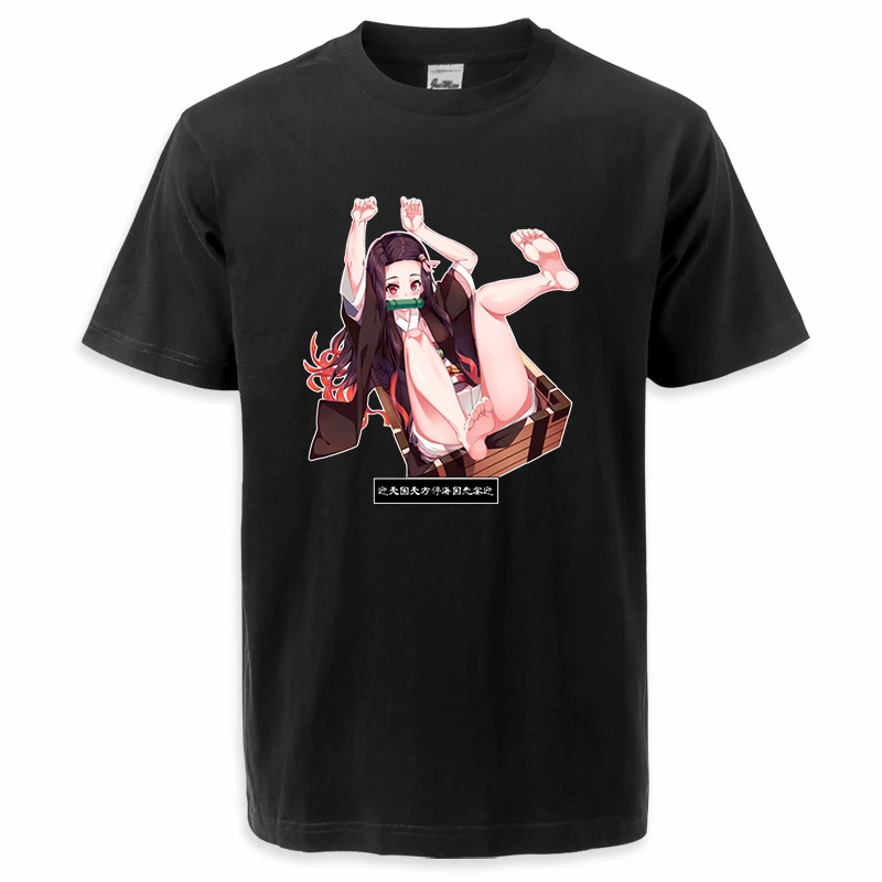 2024 Summer Mens Tshirts Demon Slayer Mangas Hentai Anime Tee Shirt Unisex Kawaii Nezuko Round Neck Tees High Quality Tops