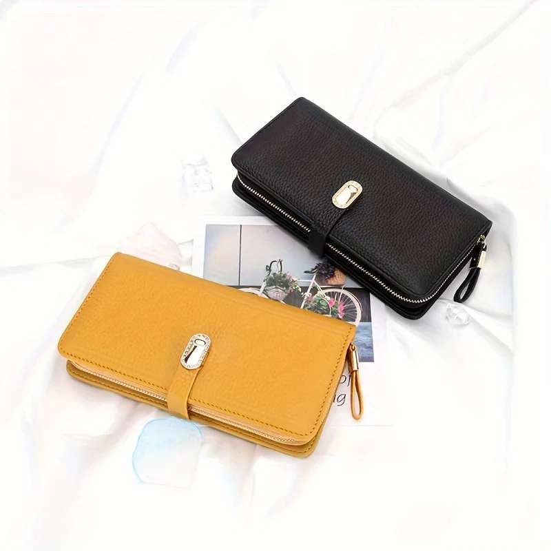 

Classic Solid Color Wallet For Women, Elegant Long Clutch Purse With Large Capacity, Multiple Card Slots, Luxury Wallet