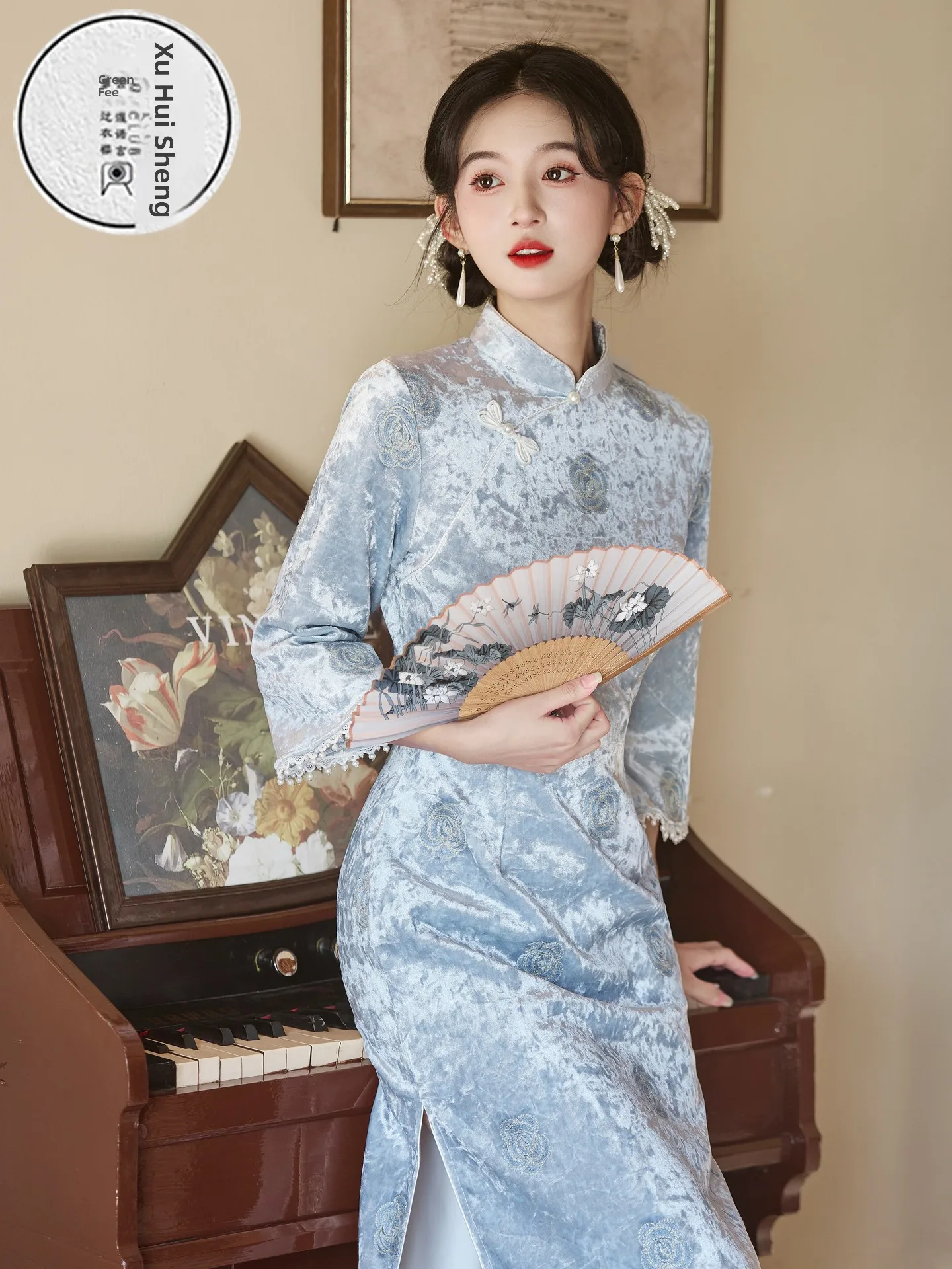 retro-sle-dr-young-lady's-daily-wear-comoda-gonna-di-media-lunghezza-con-fantasia-floreale-in-fibra-di-poliestere