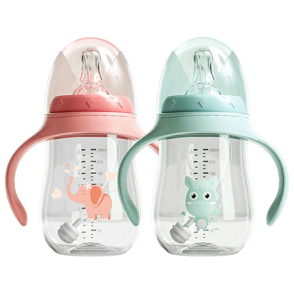 Baby bottles Drinking Cup Feeding Bottle Wide-Caliber Multifunctional Drinking Milk Drinking Water Dual-use Bottle BPA Free