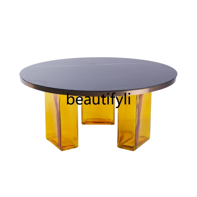 

Modern light luxury Italian furniture hotel villa living room cafe ice cube glass coffee table