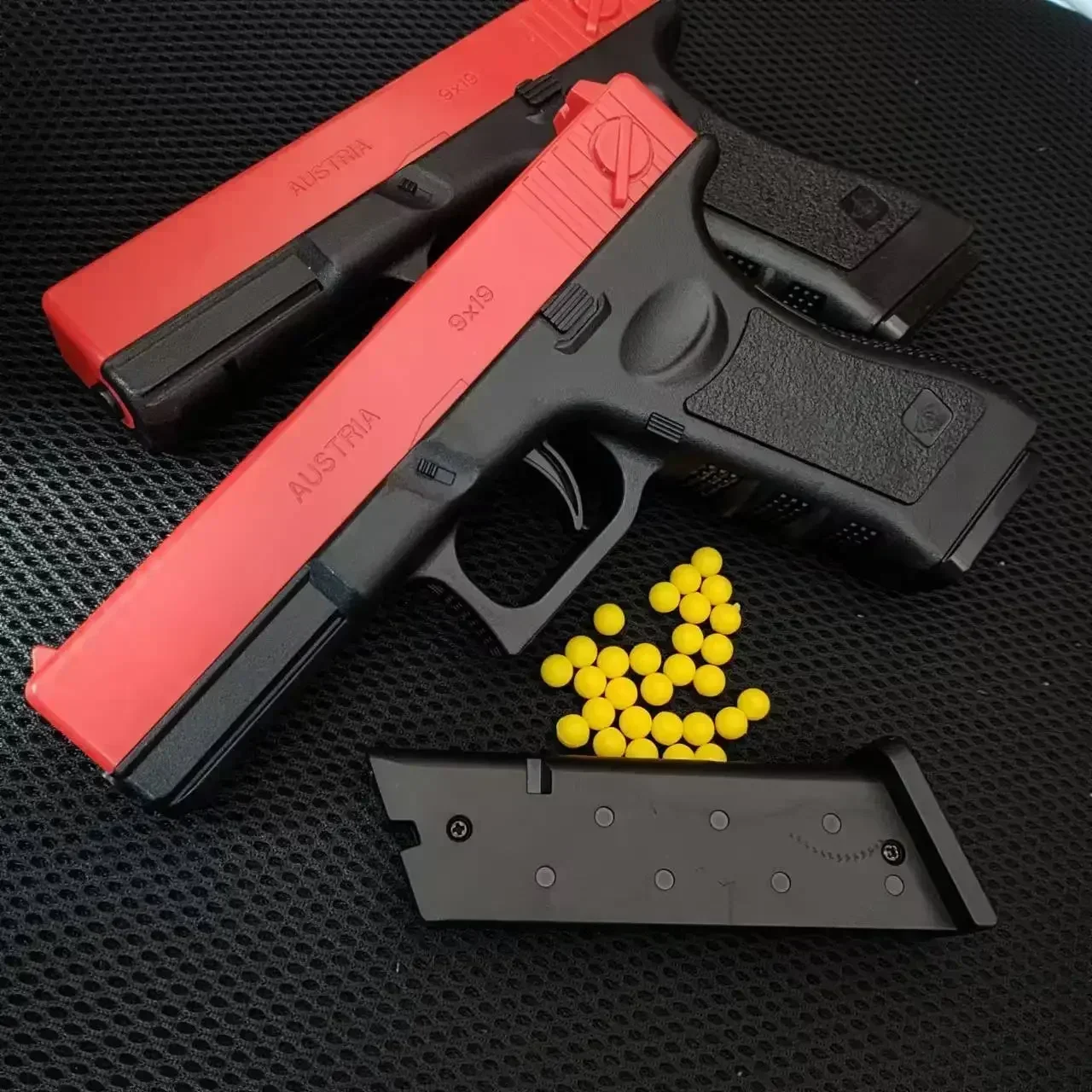 Manual G17 Toy Gun Lower Magazine with Laser Soft Bullet Airsoft Pistol Outdoor Sports CS Game Weapon for Children Gift