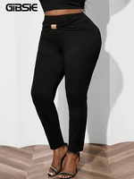GIBSIE Plus Size Women's Leggings 2024 Autumn New High Waist Sports Casual Stretch Leggings Women Black Fashion Pencil Pants