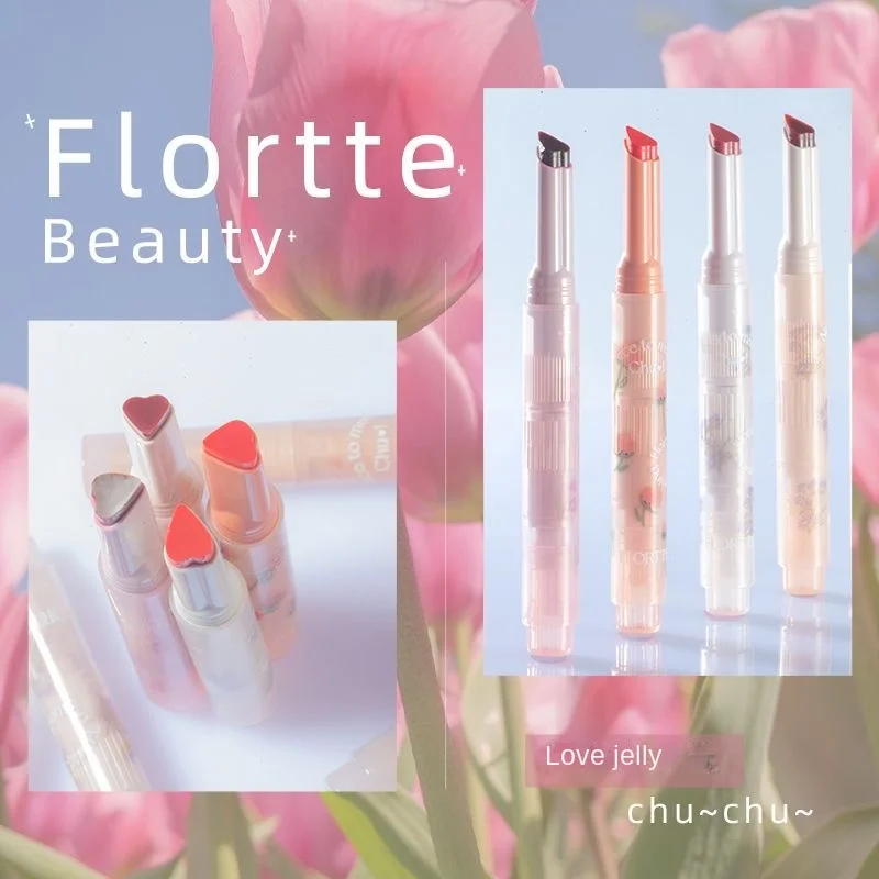 FLORTTE First Kiss Love Lipstick Pencil Lip Balm Mirror Shine Lip Glaze Lip Stick Korean Makeup Lipgloss