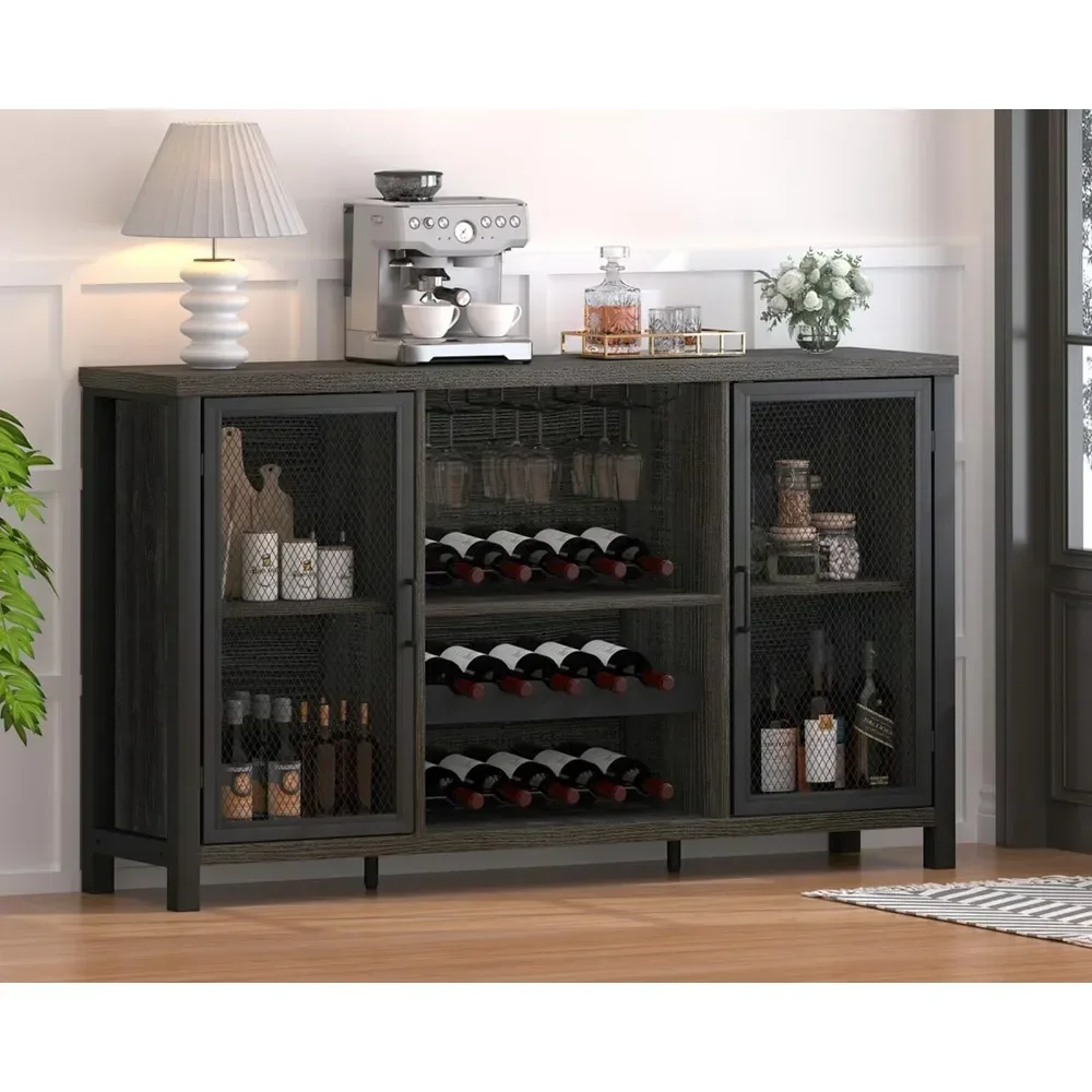 Mueble industrial para bar de vinos, mueble de café rústico para licores y vasos, aparador de cocina, buffet, comedor en casa de granja