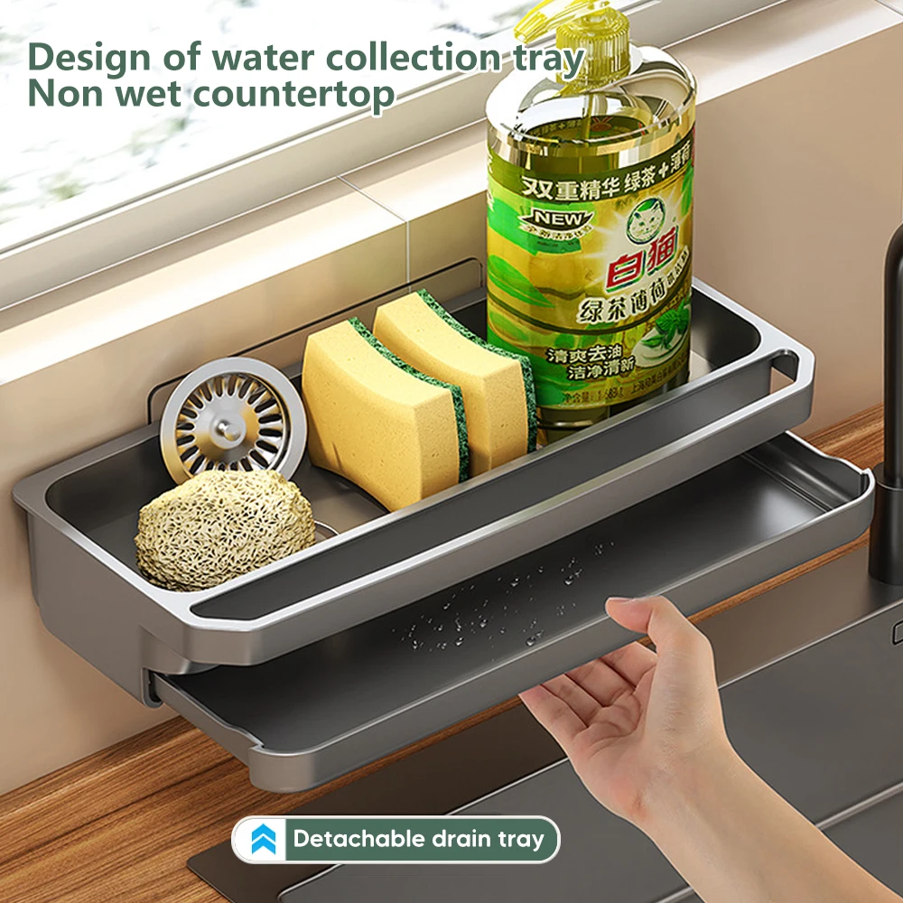 Kitchen Sink Organizer Drain Rack Self-draining Shelf Sponge Holder Dishcloth Faucet Storage Soap Drainer Kitchen Accessories