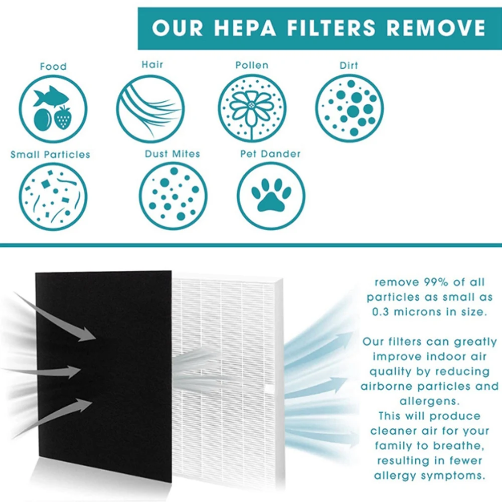 A46ZZ 1 filtro HEPA y 4 prefiltros de carbón activado para Winix 115115 5300 5500 6300 Purificador de aire Limpieza de aire mejorada