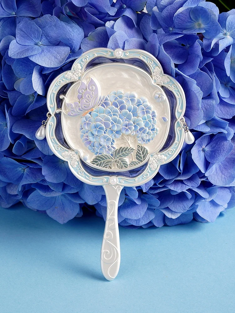 Portable Handheld Floral Handle Mirror Museum Creative Cultural Gift Elegant Compact Makeup Mirror National Museum of China