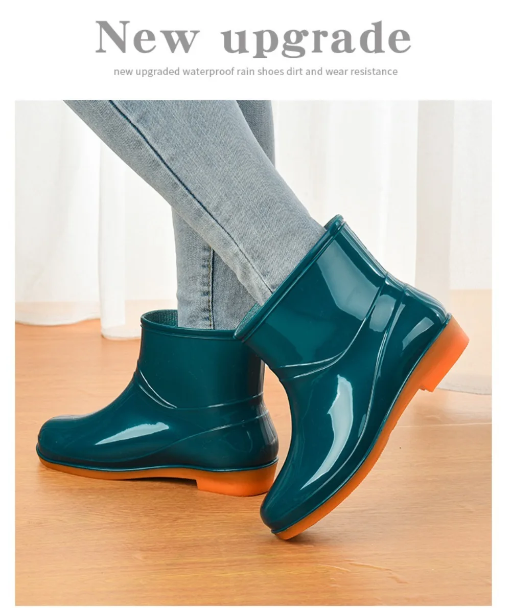 Rutschfeste Damen-Kurzregenstiefel, Wasserdichte Leichte Garten-Regenschuhe, Langlebige Niedrige Wasserschuhe für Outdoor, Küche, Arbeit – Detail 4