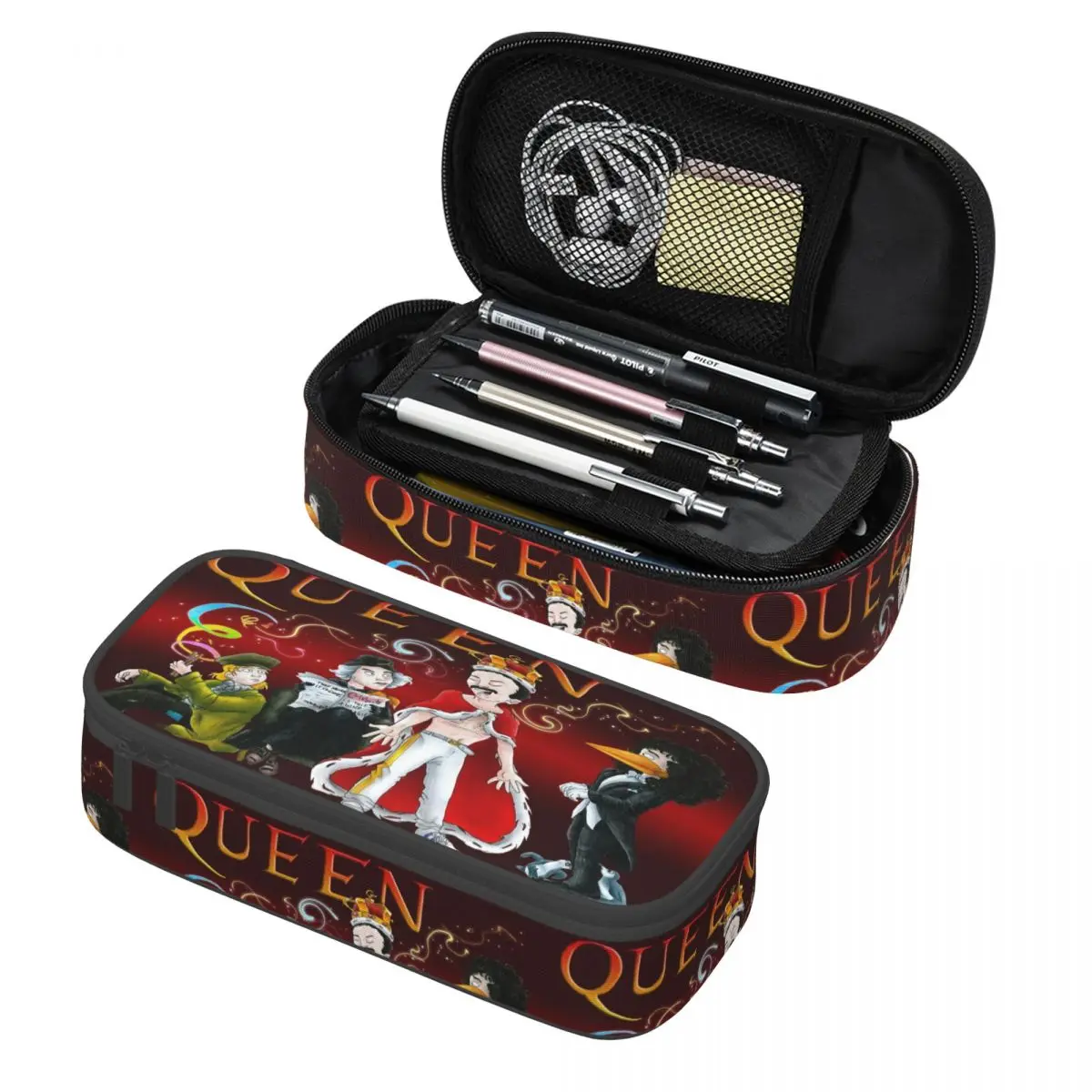 Customized Freddie Mercury Queen Band Cartoon Korean Pencil Case Girls Boys Large Capacity Pencil Bag Pouch Students Stationery