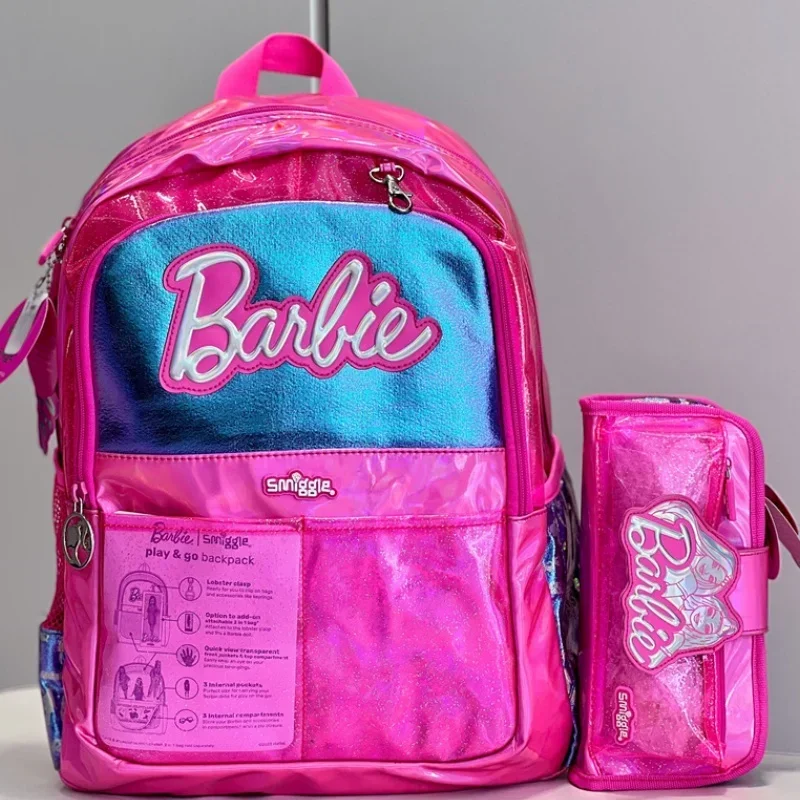 Prawdziwa Smiggle Barbie Australia dla dzieci torba szkolna papeteria piórnik torba na Lunch plecak z paskami na dwa ramiona dziewczyna prezent