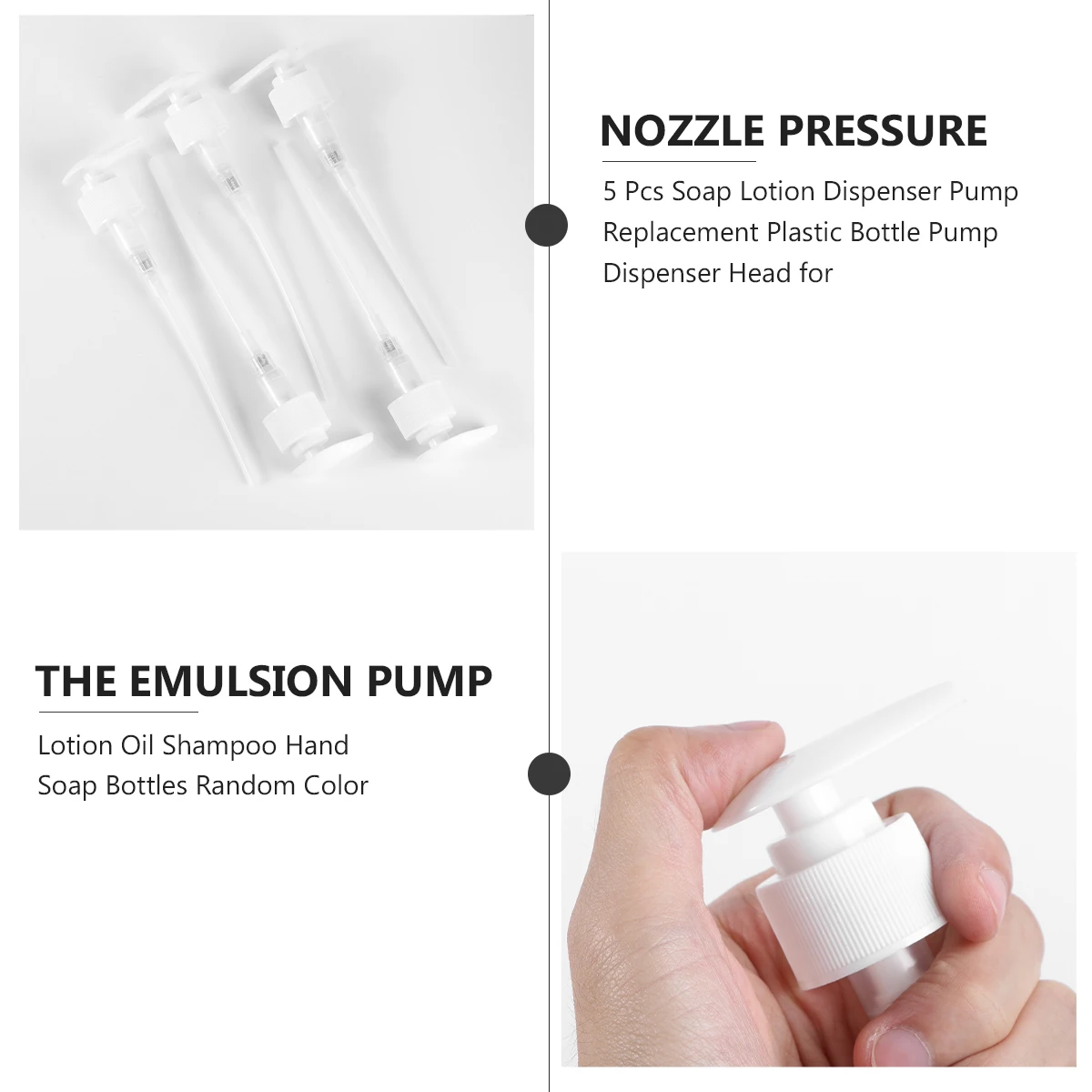 

5 Pcs Soap Lotion Dispenser Pump Replacement Plastic Bottle Pump Dispenser Head for Lotion Oil Shampoo Hand Soap Bottles Random