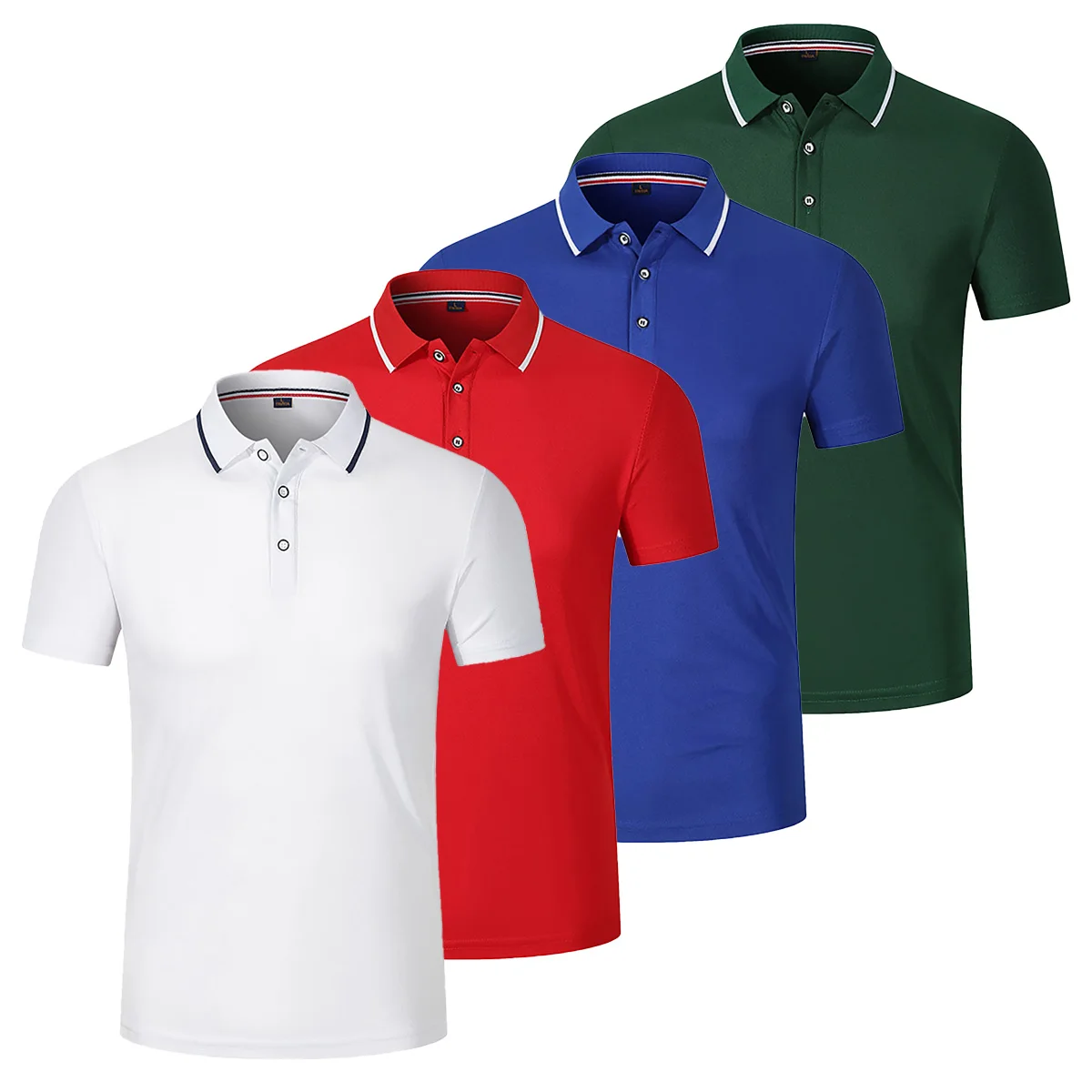 Men's Solid Color POLO Short Sleeved Round Neck Team Work Clothes 4 Pieces in a Group Colors Can be
