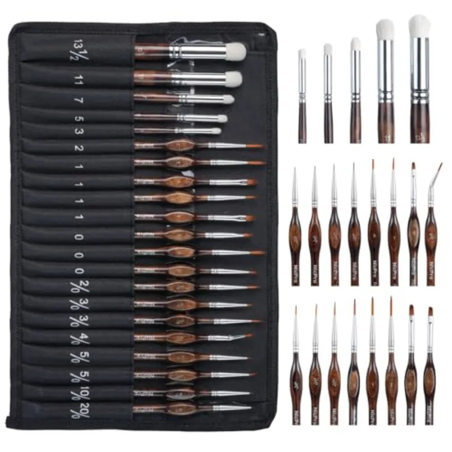 

【В наличии】Набор миниатюрных кистей для рисования - 21 шт. в комплекте с тканевым чехлом для акрила, масла, акварели и детализированной росписи.