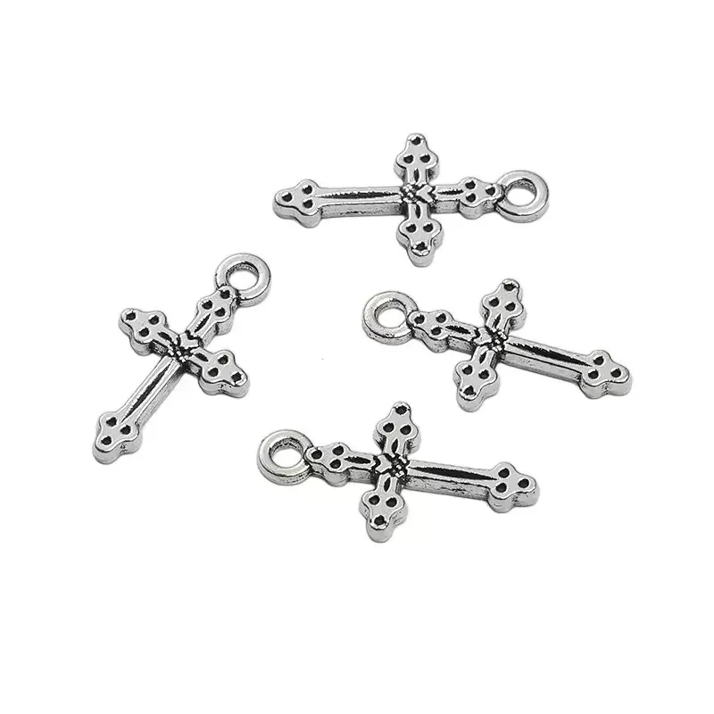 400 Stück antiksilberfarbene Kreuz-Anhänger, 21 x 11 x 2 mm, DIY-Armbänder, Ohrringe, Schmuckherstellung # 4451 – Detail 2