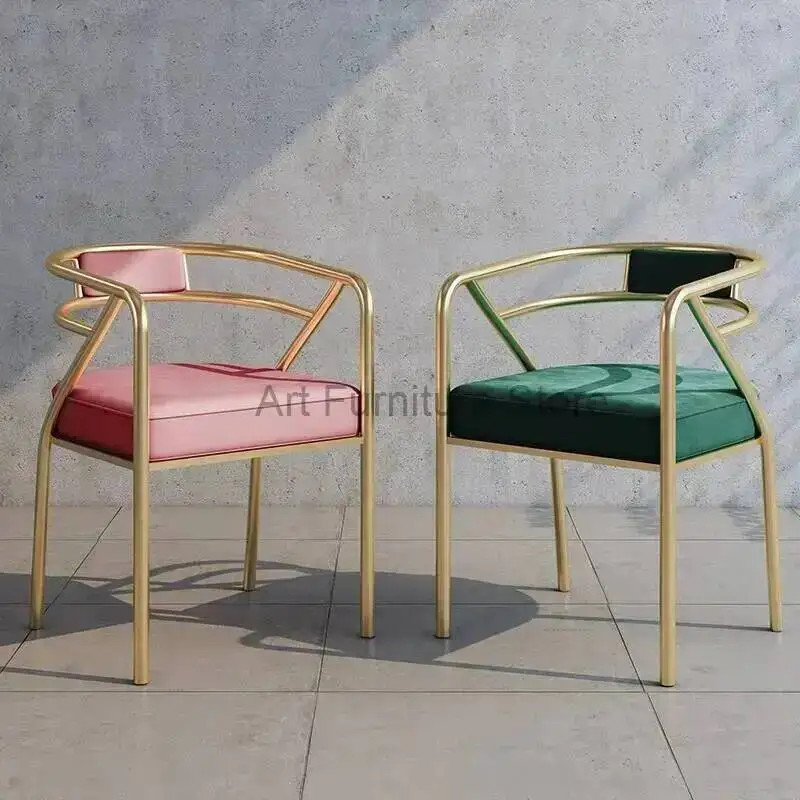 Luxury Legs Gold Set Chairs Dining Metal Nordic Velour Lounge Chair Modern Upholstered Sedie Da Pranzo Moderne Home Furniture