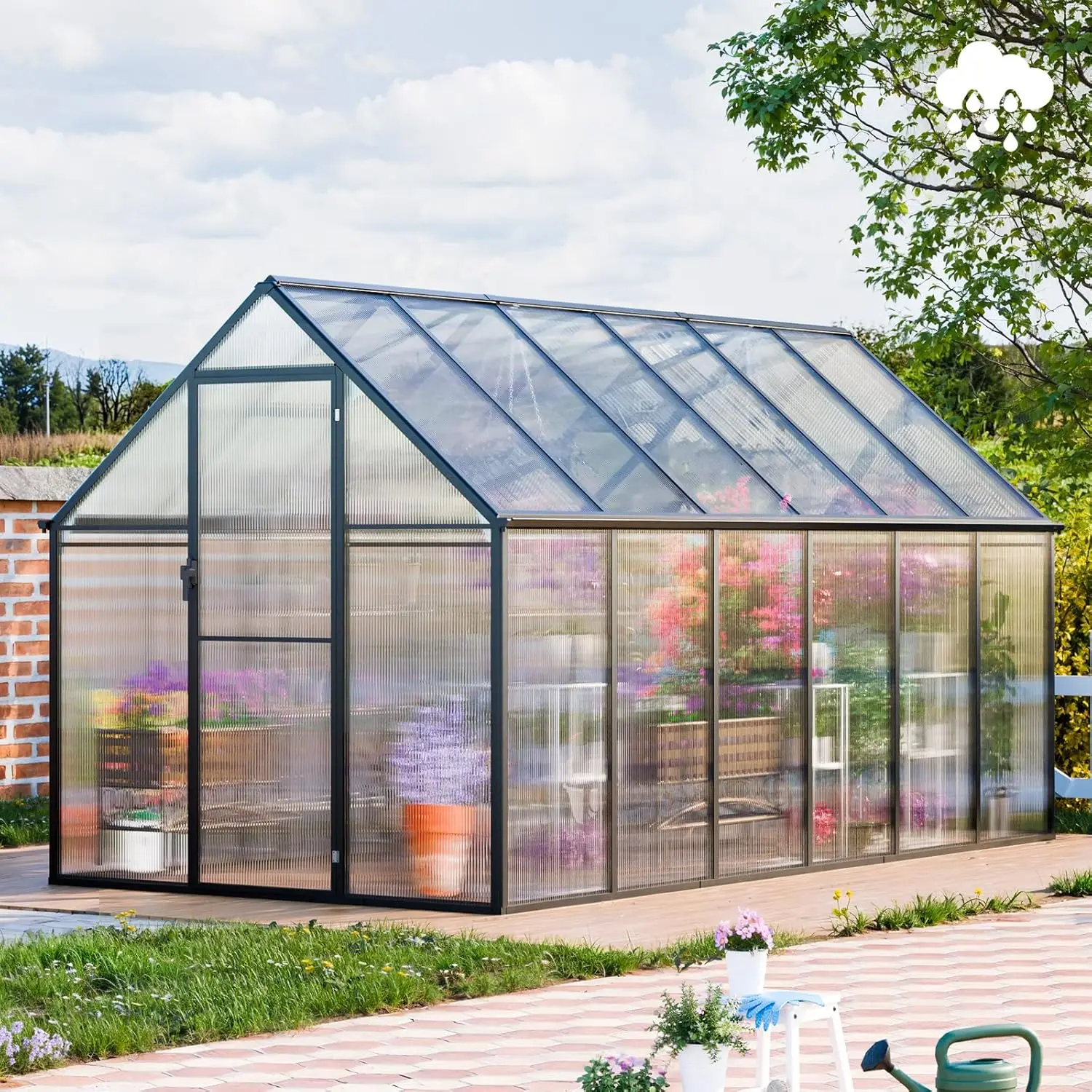 Cdcasa 12X6X6 Ft Greenhouse For Outdoors, Large Polycarbonate Greenhouse Aluminum Greenhouses W/Vent Window, Swing Door & Easy