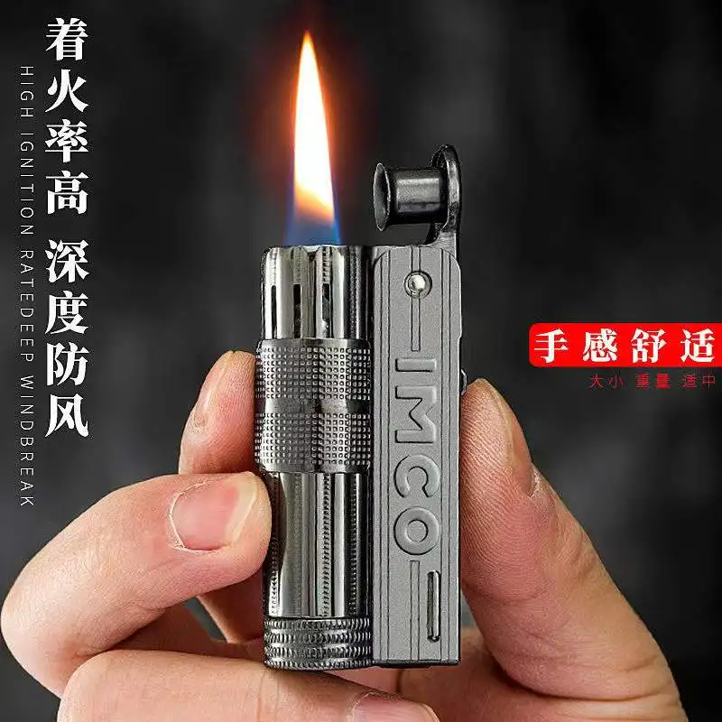 IMCO Original Stainless Steel Gasoline Lighter 6700 Metal Smoking Cigarette Lighter Triplex Gift