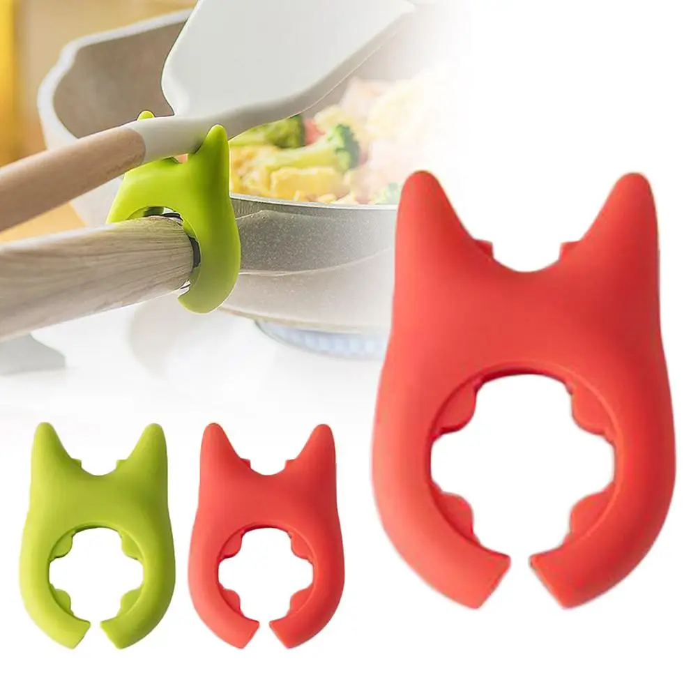 2x Spoon Pot Pan Holder Spatula Bracket Clip Set Heat Organizer Kitchen Non-slip Holder Spoon Silicone Gadgets Stove Resist M5s6