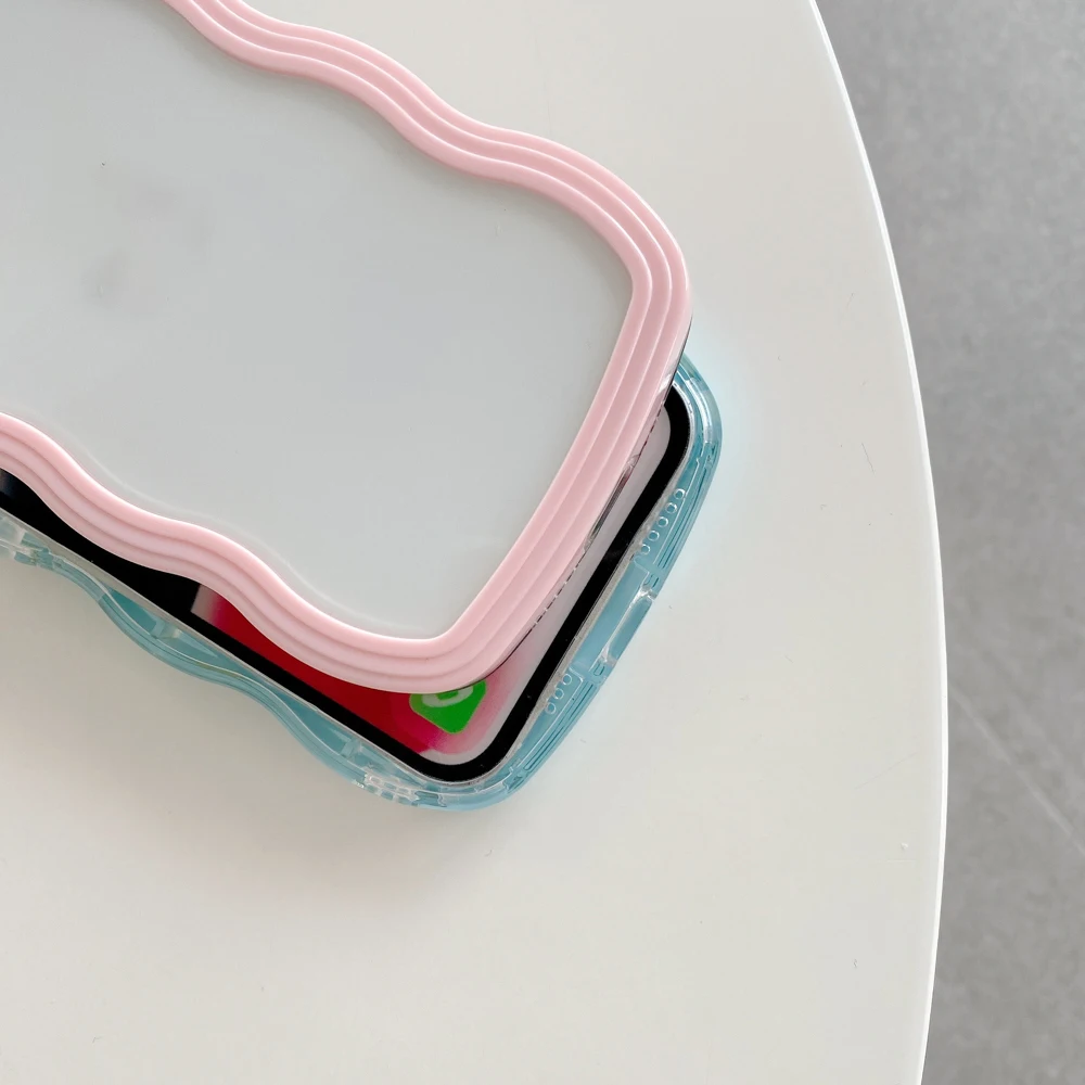 Soft Wavy Lines Phone Cases For iPhone 16 15 11 12 13 14 Pro Max 16 Plus X XR XS Max 7 8 SE Candy Bumper Transparent Case Cover image 6