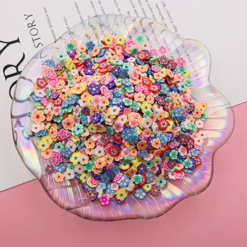 50g/Lot Hot Polymer Clay Miniature Flower Sprinkle ,Colorful Slice for Tumbler Shaker Filler, Phone Deco, DIY Scrapbooking