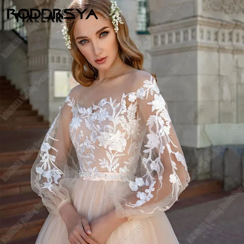 RODDRSYA-vestidos de novia de tul con escote Corazón, elegantes vestidos de novia bohemios con manga abombada, Apliques de encaje románticos, parte de novia, 2023 vestidos de novia de tul con escote Corazón, elegantes